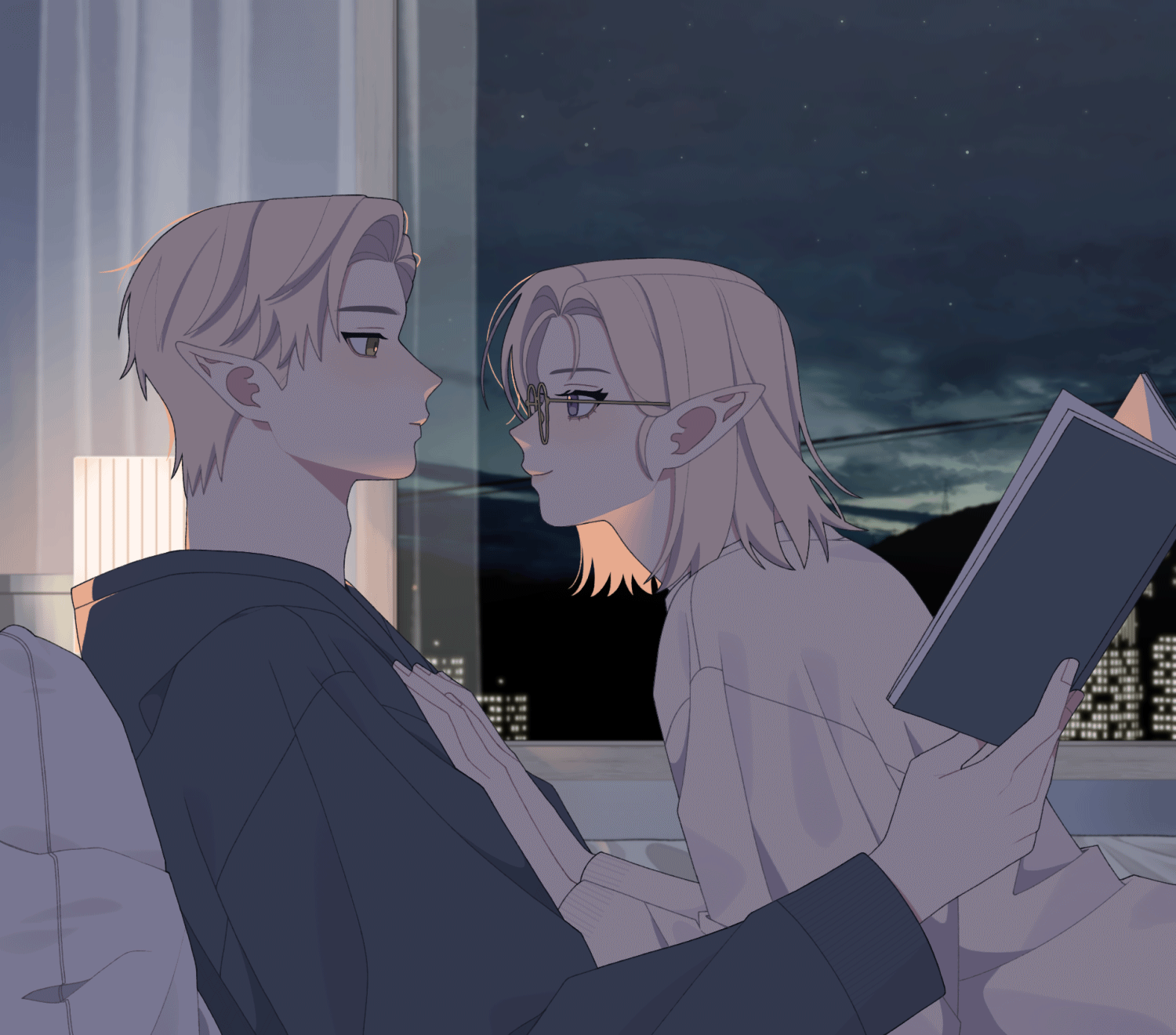 책 읽는 실반 앞에 딱 붙어 방해하는 루실리카 gif